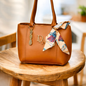 Brown Handbag with Scarf Detail