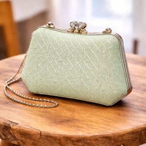 Skin Green Party Clutch with Crystal Lock