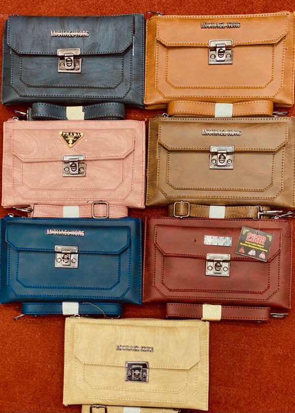 Navy Blue Envelope Clutch with Lock & Detachable Strap - Image 2