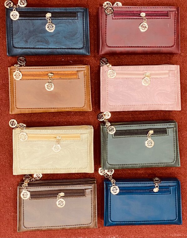 Navy Blue Zip Wallet with Gold Charm - Image 2