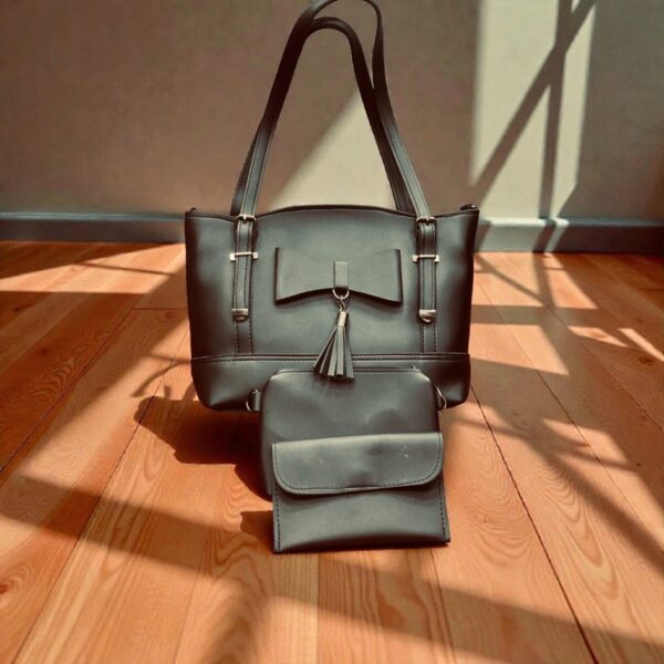 Yellow Handbag Set with Matching Pouch & Wallet - Image 2