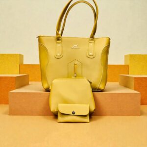 Yellow Handbag Set with Matching Pouch & Wallet
