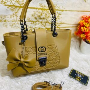 Mustard Brown Handbag with Embossed Design