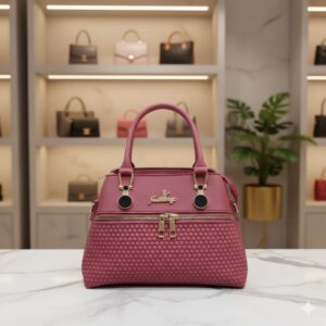 Elegant Pink Handbag with Textured Front