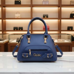 Classic Blue Handbag with Front Zip Pocket
