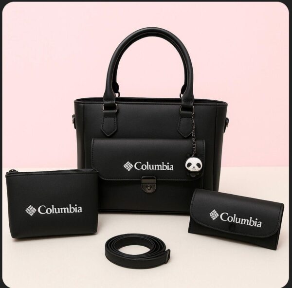 Black Handbag Set with Wallet & Keychain Charm - Image 2