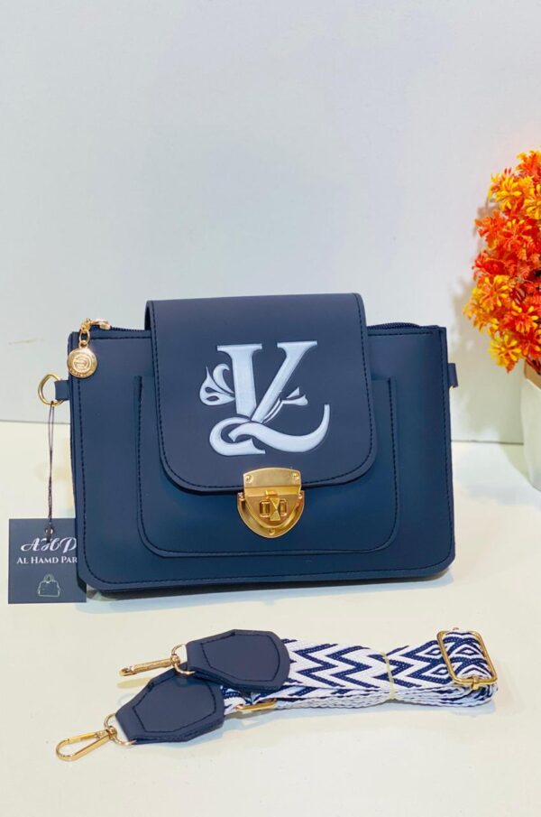 Handbag with Gold Clasp and Woven Strap - Image 6