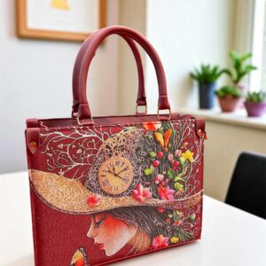 Elegant Red Handbag with Artistic Hat